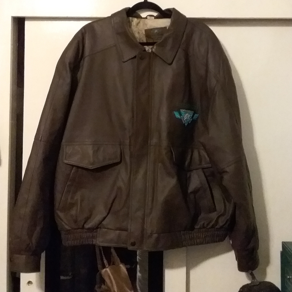 Brown leather jacket size XXL NAFC life Member